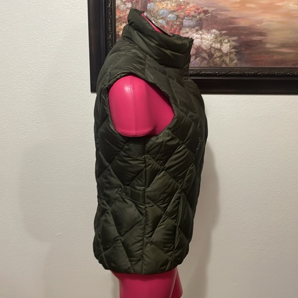 Eddie Bauer Premium Goose Down Quilted Puffer Vest Medium Zip Pockets Brown - Picture 7 of 16